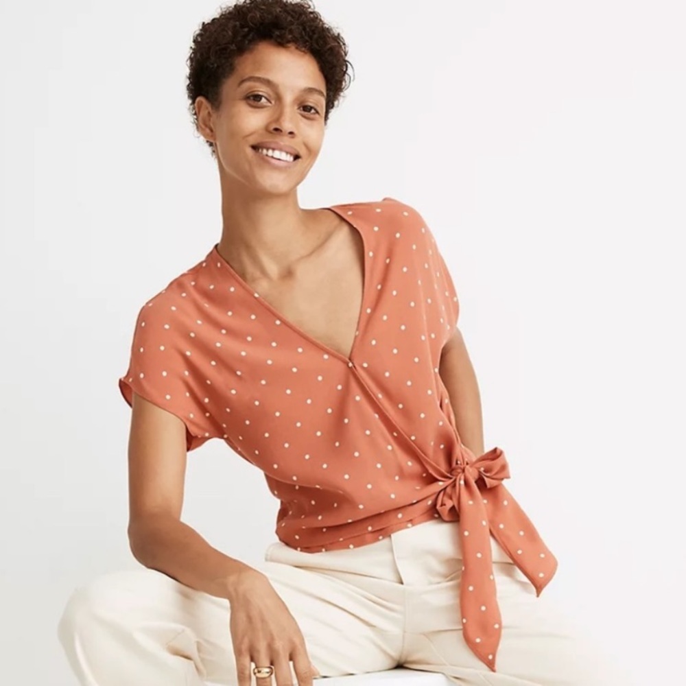 Madewell sash tie wrap top in XXS